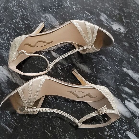 BRAND NEW NINA STRAPPY HEEL SPARKLE&SHINE OPEN TOE SANDAL - Picture 12 of 15